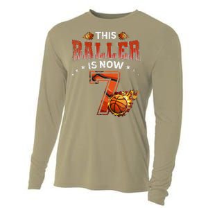 7th Birthday Basketball Player Gifts 7 Years Old Cooling Performance Long Sleeve Crew