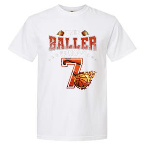 7th Birthday Basketball Player Gifts 7 Years Old Garment-Dyed Heavyweight T-Shirt