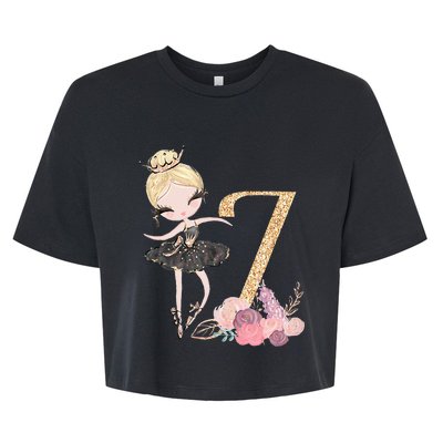 7th Birthday Ballerina Dancer Blonde Ballet Tutu Girl Seven Bella+Canvas Jersey Crop Tee