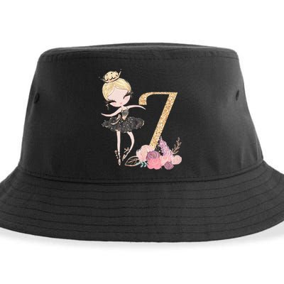 7th Birthday Ballerina Dancer Blonde Ballet Tutu Girl Seven Sustainable Bucket Hat