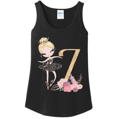 7th Birthday Ballerina Dancer Blonde Ballet Tutu Girl Seven Ladies Essential Tank