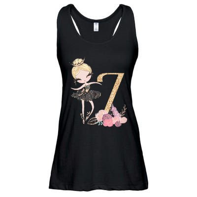 7th Birthday Ballerina Dancer Blonde Ballet Tutu Girl Seven Ladies Essential Flowy Tank