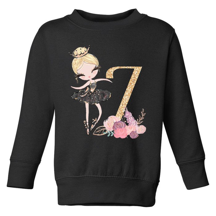 7th Birthday Ballerina Dancer Blonde Ballet Tutu Girl Seven Toddler Sweatshirt