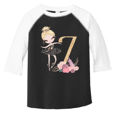 7th Birthday Ballerina Dancer Blonde Ballet Tutu Girl Seven Toddler Fine Jersey T-Shirt