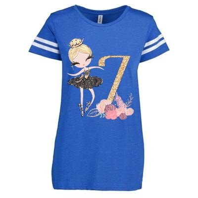 7th Birthday Ballerina Dancer Blonde Ballet Tutu Girl Seven Enza Ladies Jersey Football T-Shirt