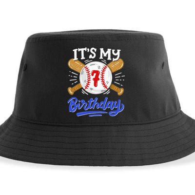 7th Baseball Birthday Party Sport Fan 7 Years Old Sustainable Bucket Hat