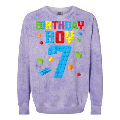 7th Birthday Boy Master Builder Colorblast Crewneck Sweatshirt