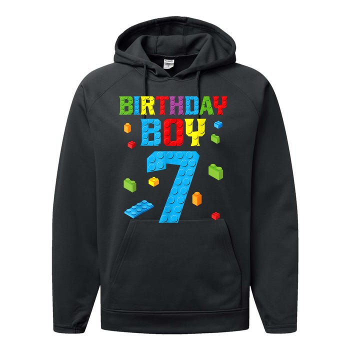 7th Birthday Boy Master Builder Performance Fleece Hoodie