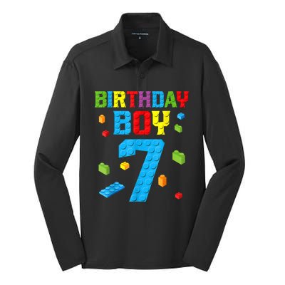 7th Birthday Boy Master Builder Silk Touch Performance Long Sleeve Polo