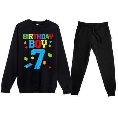 7th Birthday Boy Master Builder Premium Crewneck Sweatsuit Set