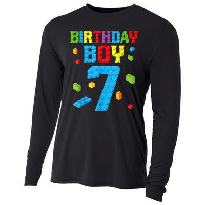 7th Birthday Boy Master Builder Cooling Performance Long Sleeve Crew