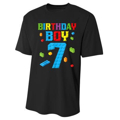 7th Birthday Boy Master Builder Performance Sprint T-Shirt