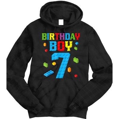 7th Birthday Boy Master Builder Tie Dye Hoodie