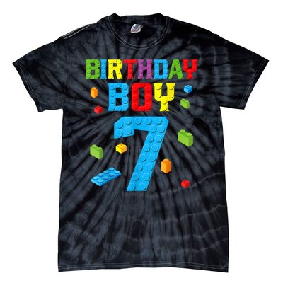 7th Birthday Boy Master Builder Tie-Dye T-Shirt