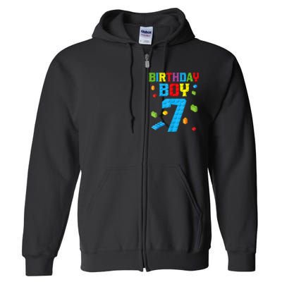 7th Birthday Boy Master Builder Full Zip Hoodie