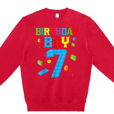 7th Birthday Boy Master Builder Premium Crewneck Sweatshirt