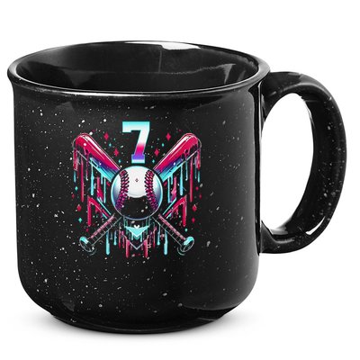 7th Birthday Baseball Home Plate Drip Ice Cream Sprinkle Gift 15oz Campfire Ceramic Mug