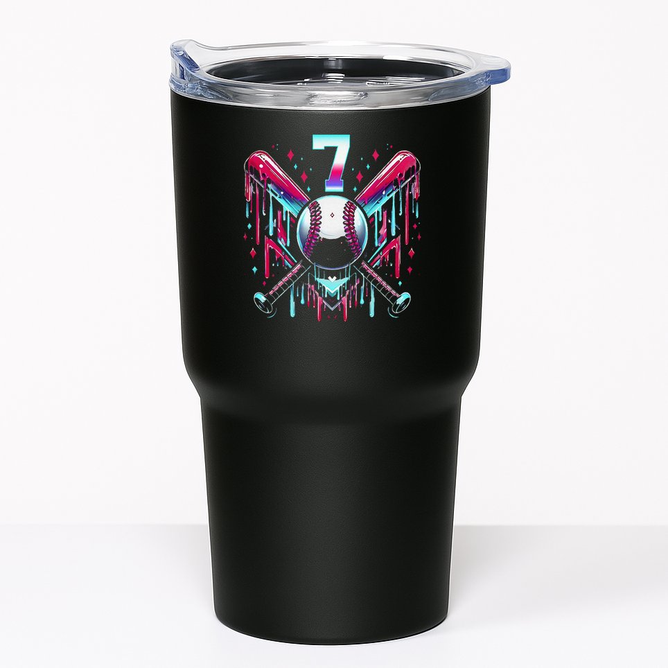7th Birthday Baseball Home Plate Drip Ice Cream Sprinkle Gift Tumbler