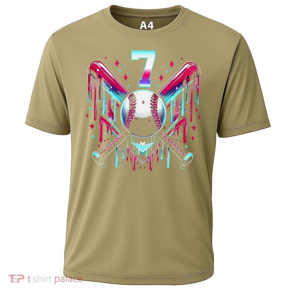7th Birthday Baseball Home Plate Drip Ice Cream Sprinkle Gift Performance Shirt