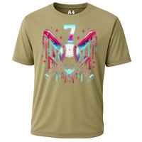 7th Birthday Baseball Home Plate Drip Ice Cream Sprinkle Gift Cooling Performance Crew T-Shirt
