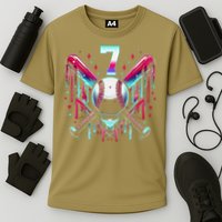 7th Birthday Baseball Home Plate Drip Ice Cream Sprinkle Gift Cooling Performance Crew T-Shirt