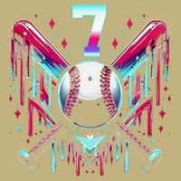 7th Birthday Baseball Home Plate Drip Ice Cream Sprinkle Gift Cooling Performance Crew T-Shirt