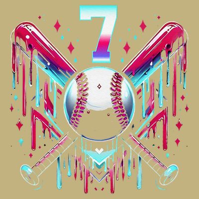 7th Birthday Baseball Home Plate Drip Ice Cream Sprinkle Gift T-Shirt
