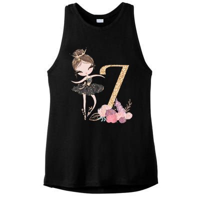 7th Birthday Ballerina Dance School Ballet Ladies PosiCharge Tri-Blend Wicking Tank