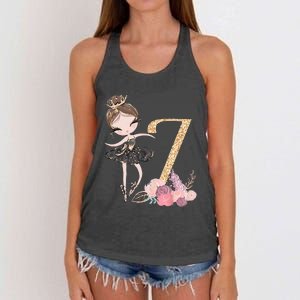 7th Birthday Ballerina Dance School Ballet Women's Knotted Racerback Tank