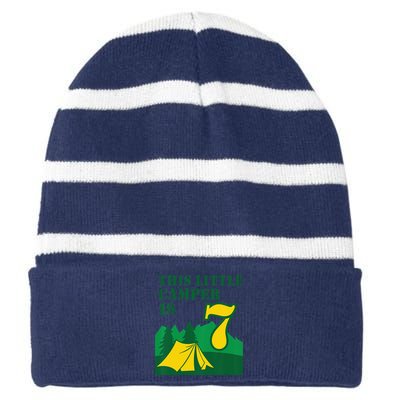 7th Birthday Boyss Camping Summer 7 Year Old Striped Beanie with Solid Band