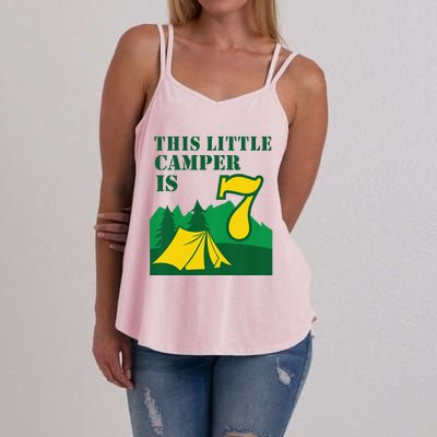 7th Birthday Boyss Camping Summer 7 Year Old Women's Strappy Tank