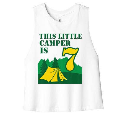 7th Birthday Boyss Camping Summer 7 Year Old Women's Racerback Cropped Tank