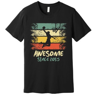 7th Birthday Basketball Player Awesome Since 2015 Vintage Premium T-Shirt