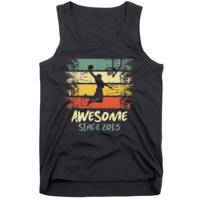 7th Birthday Basketball Player Awesome Since 2015 Vintage Tank Top