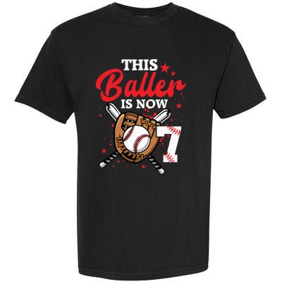 7th Birthday Baseball 7 Year Old Baseball Player Garment-Dyed Heavyweight T-Shirt