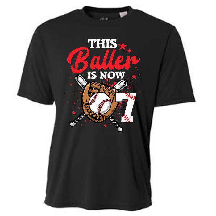 7th Birthday Baseball 7 Year Old Baseball Player Cooling Performance Crew T-Shirt