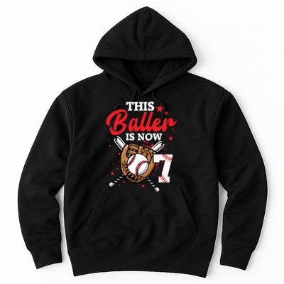 7th Birthday Baseball 7 Year Old Baseball Player Hoodie