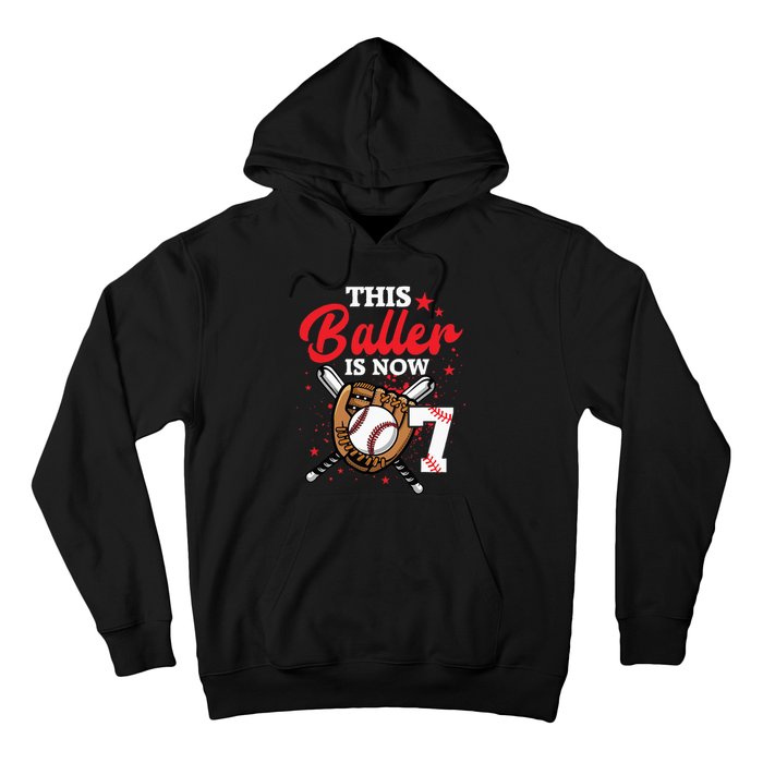 7th Birthday Baseball 7 Year Old Baseball Player Hoodie