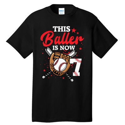 7th Birthday Baseball 7 Year Old Baseball Player Tall T-Shirt