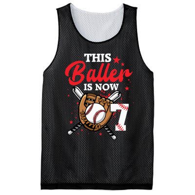 7th Birthday Baseball 7 Year Old Baseball Player Mesh Reversible Basketball Jersey Tank