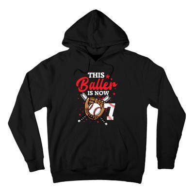 7th Birthday Baseball 7 Year Old Baseball Player Tall Hoodie