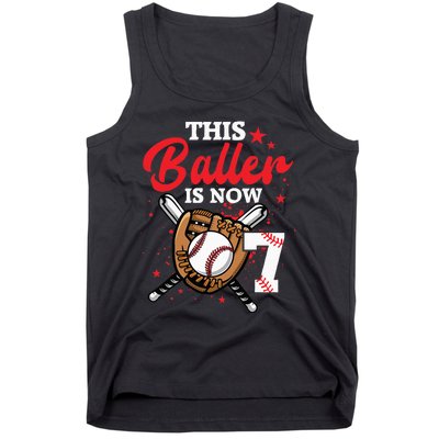 7th Birthday Baseball 7 Year Old Baseball Player Tank Top