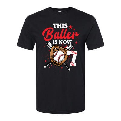 7th Birthday Baseball 7 Year Old Baseball Player Softstyle CVC T-Shirt