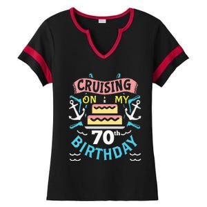 70th Birthday Cruise Trip Men Women Birthday Cruise Ladies Halftime Notch Neck Tee