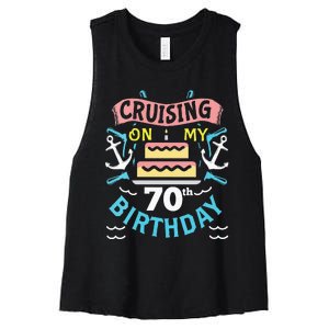 70th Birthday Cruise Trip Men Women Birthday Cruise Women's Racerback Cropped Tank