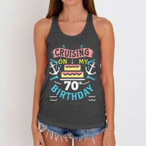 70th Birthday Cruise Trip Men Women Birthday Cruise Women's Knotted Racerback Tank