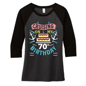 70th Birthday Cruise Trip Men Women Birthday Cruise Women's Tri-Blend 3/4-Sleeve Raglan Shirt