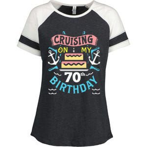 70th Birthday Cruise Trip Men Women Birthday Cruise Enza Ladies Jersey Colorblock Tee