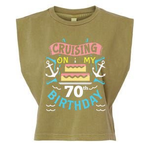 70th Birthday Cruise Trip Men Women Birthday Cruise Garment-Dyed Women's Muscle Tee