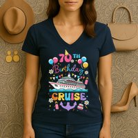 70th Birthday Cruise 70 Years Old Birthday Cruising Crew Women's V-Neck T-Shirt